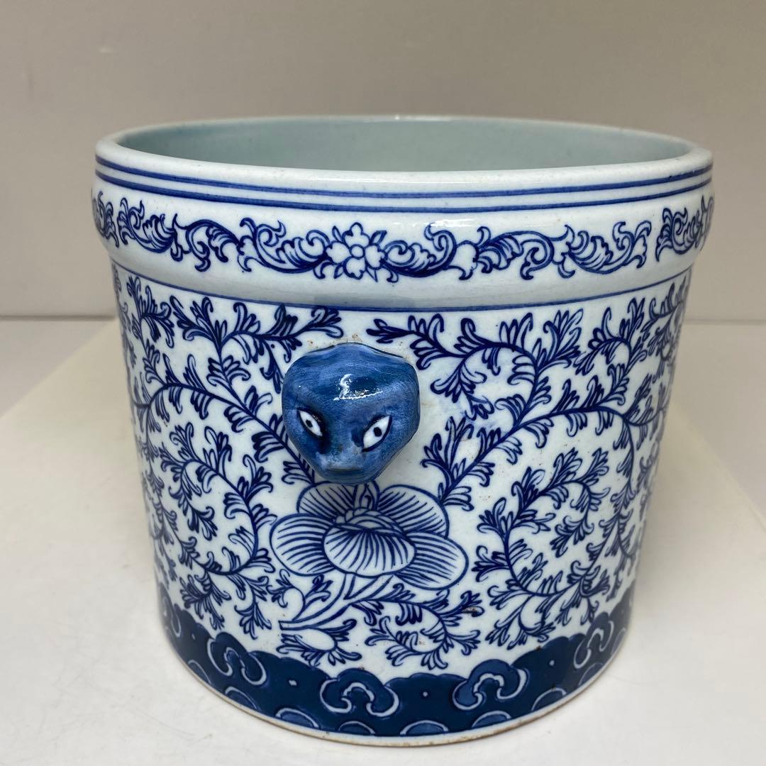 中国清時代　オランダ写青花　水指　高さ約15.8㎝　東さ7-0616☆2F