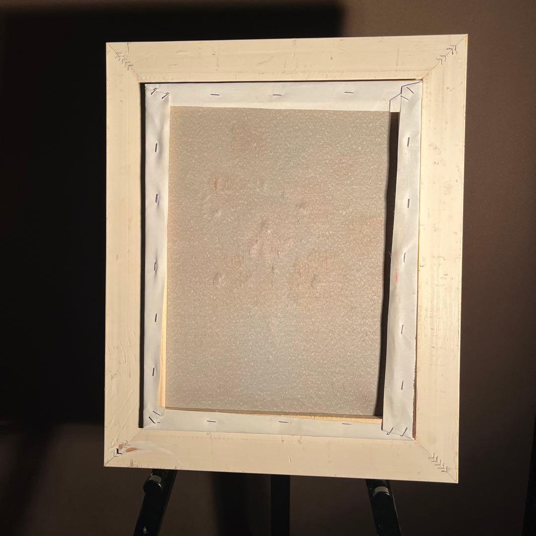 手書き油絵 花瓶の花 額付 肉筆絵画 インテリア 油彩画