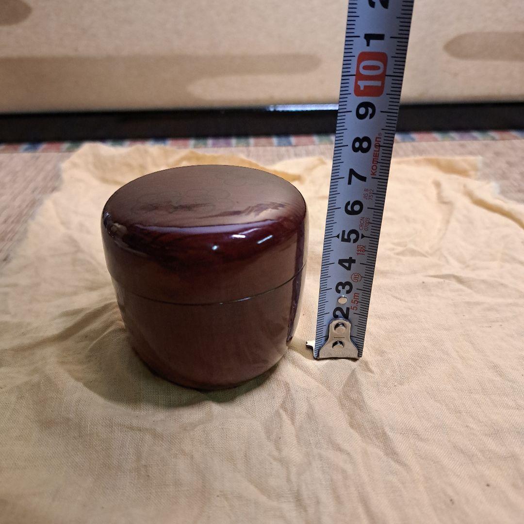 駒沢春斎(7代駒沢利斎)摺漆塗　梅図松の木中棗共箱　茶道具　漆器