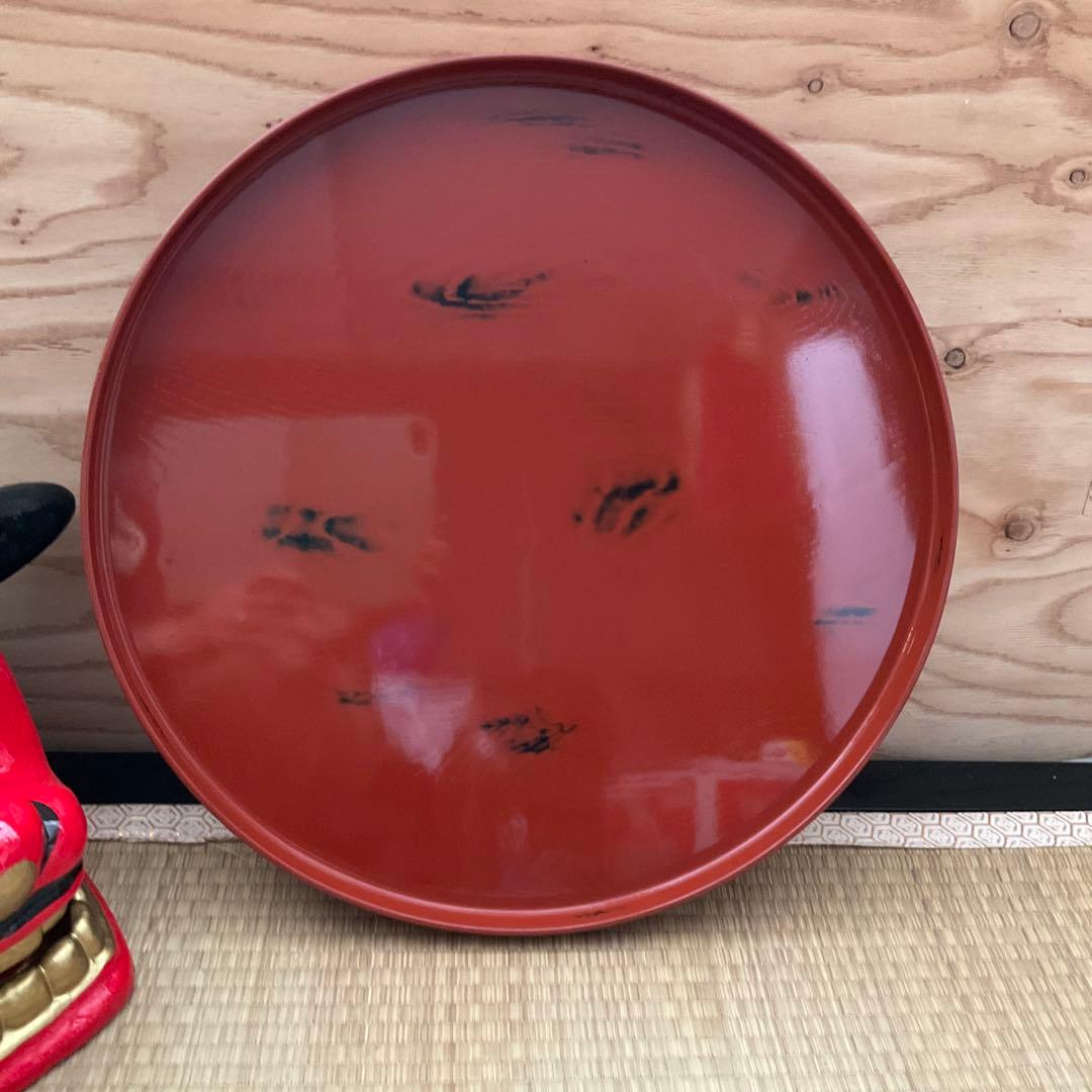 根来塗　大きな丸盆　木製　島安汎工芸製作所　長期保管品