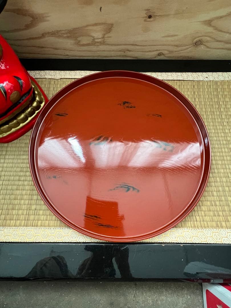 根来塗　大きな丸盆　木製　島安汎工芸製作所　長期保管品