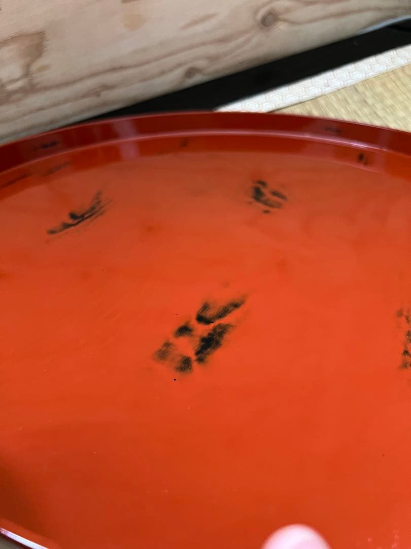 根来塗　大きな丸盆　木製　島安汎工芸製作所　長期保管品