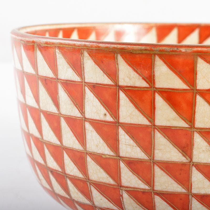 Gojyo　九谷焼　陶山　赤絵金彩花文鉢　仕覆・時代箱付　U　R5654