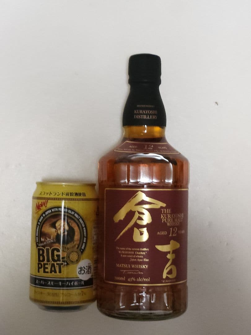 倉吉12年ピュアモルトウイスキー 43% BIGPEATハイボール缶７％