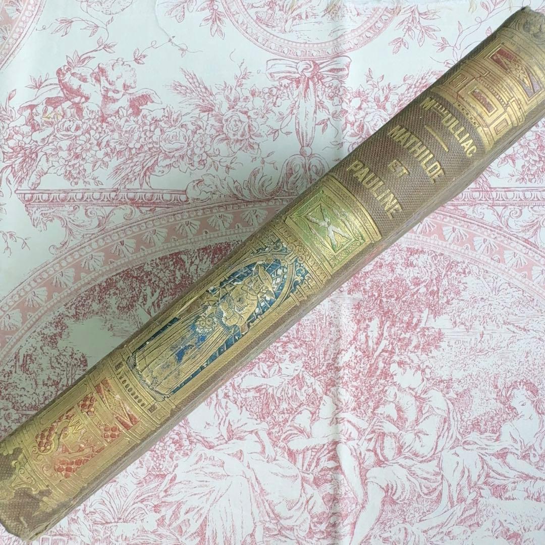 セールフランスアンティーク　ゴールドの装丁が美しい本　1800年代　古書