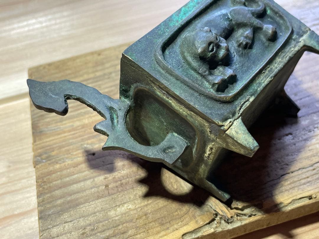 香炉【m193 お香　骨董　大明宣徳年製　仏具　ヨガ　スピリチュアル　獅子　龍】