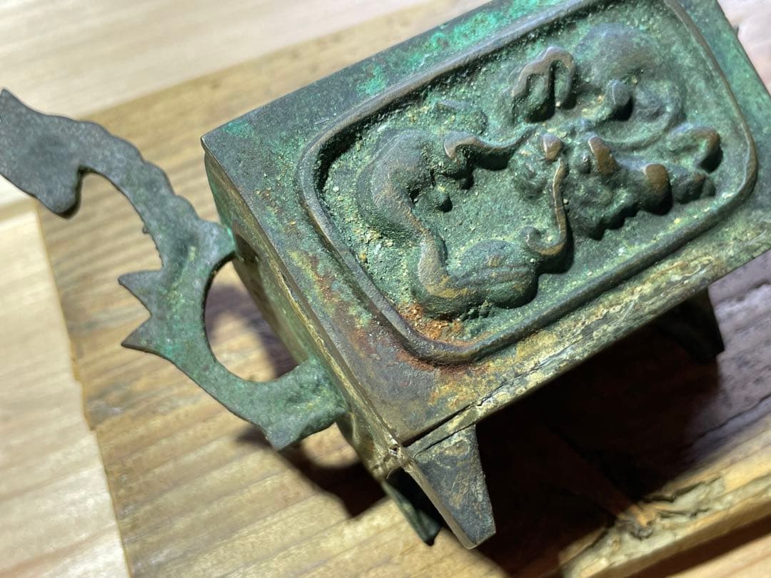 香炉【m193 お香　骨董　大明宣徳年製　仏具　ヨガ　スピリチュアル　獅子　龍】