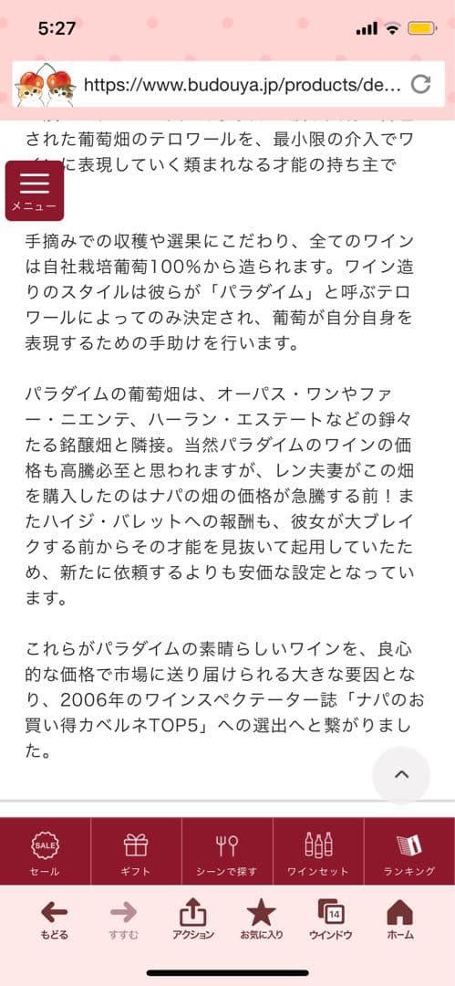 パラダイム　カベルネ　ソーヴィニオン　2010
