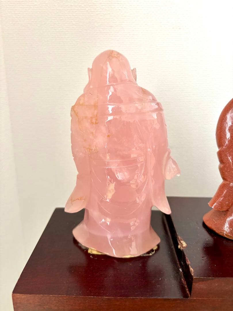 #七福神 天然石彫刻像 7体セット 木製台付き