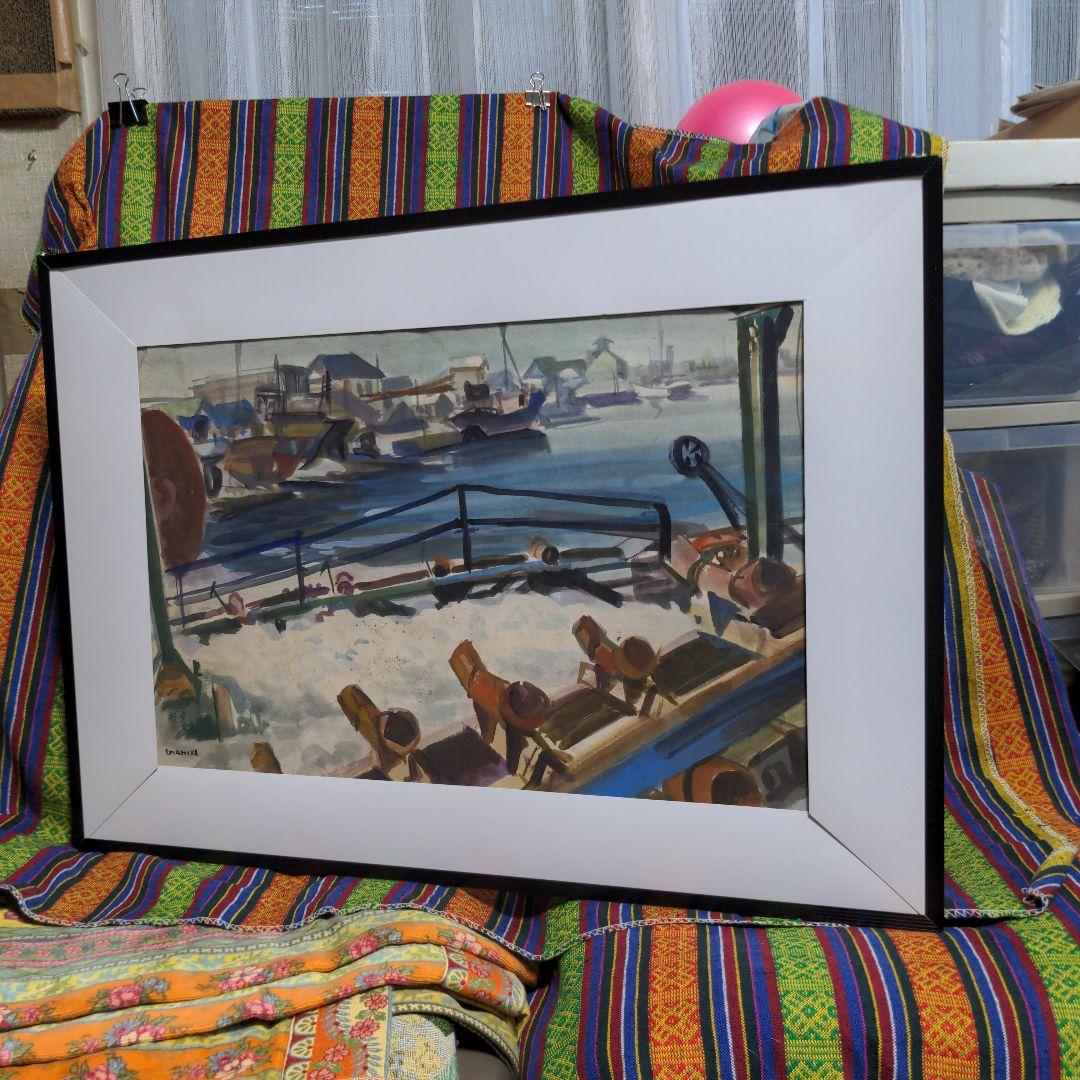 水彩画(漁港)№161