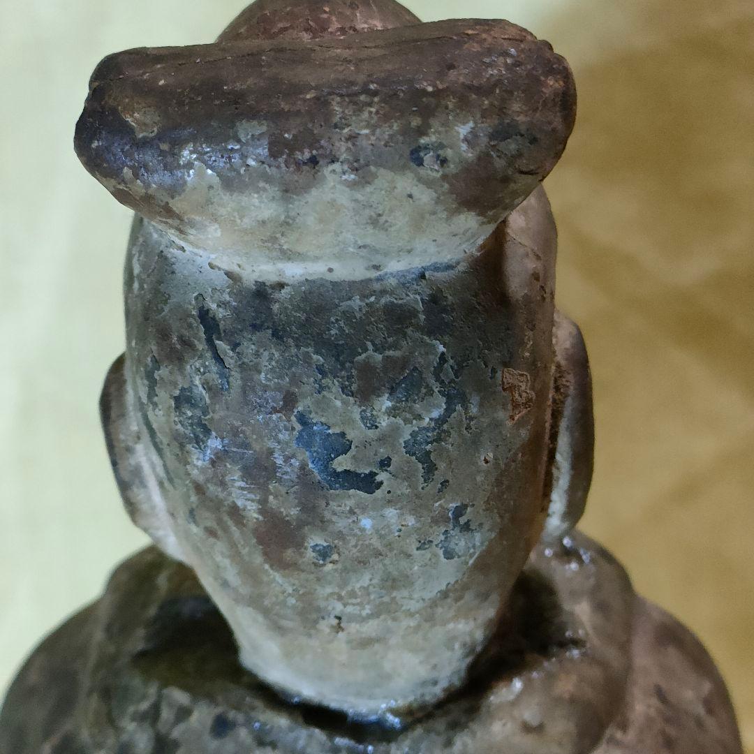 加彩人物俑　侍者　中国古陶　古玩