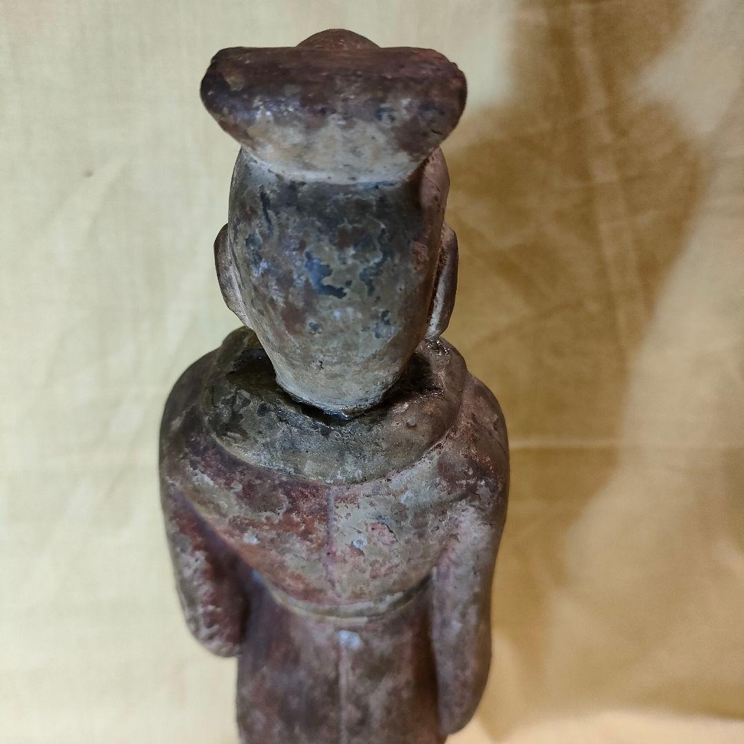 加彩人物俑　侍者　中国古陶　古玩