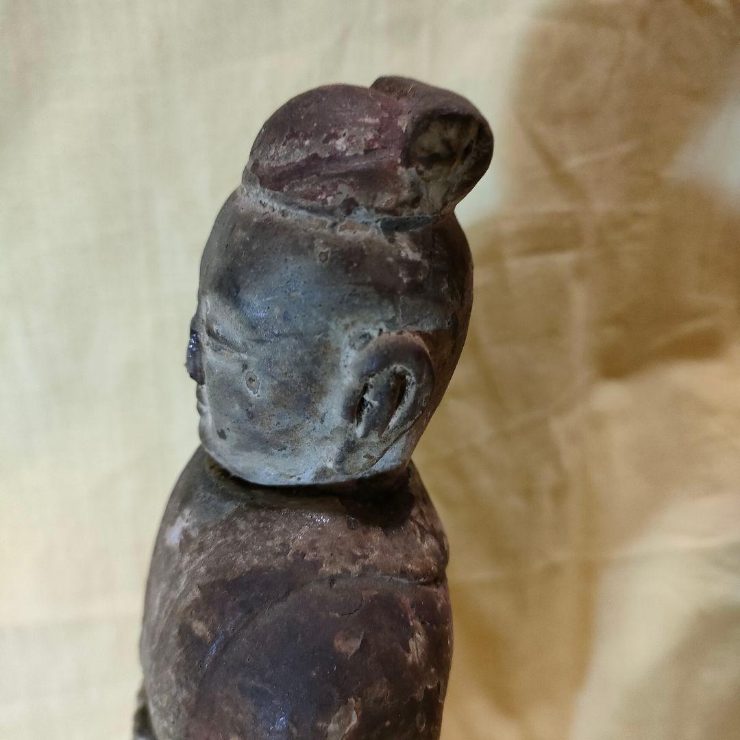 加彩人物俑　侍者　中国古陶　古玩