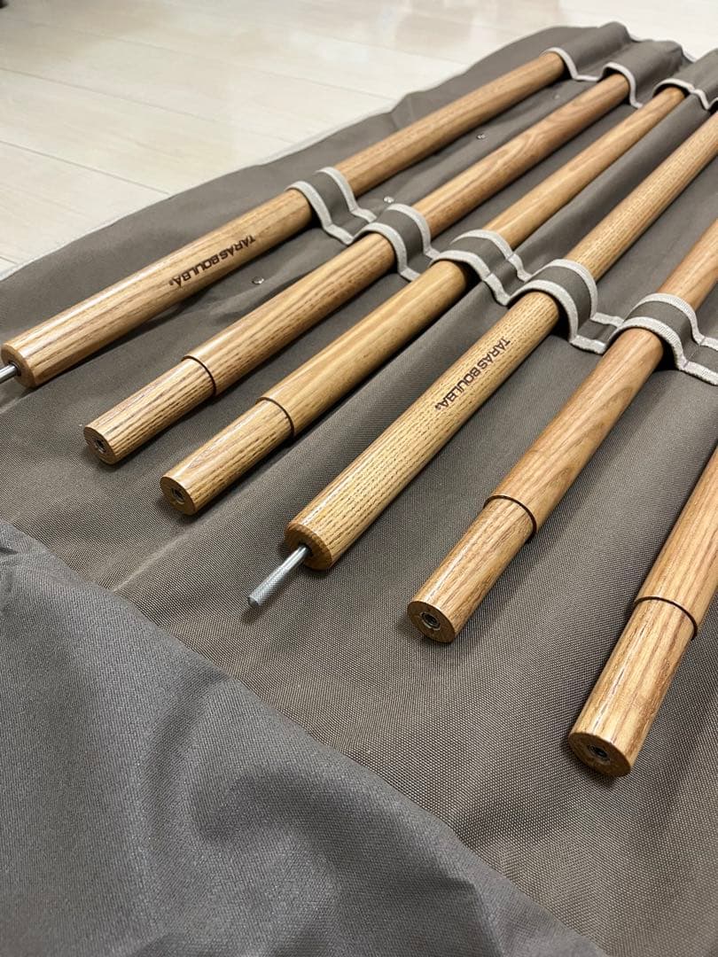 新品　タラスブルバ　木製　タープポール240　2本組　ケース付　ホワイトアッシュ