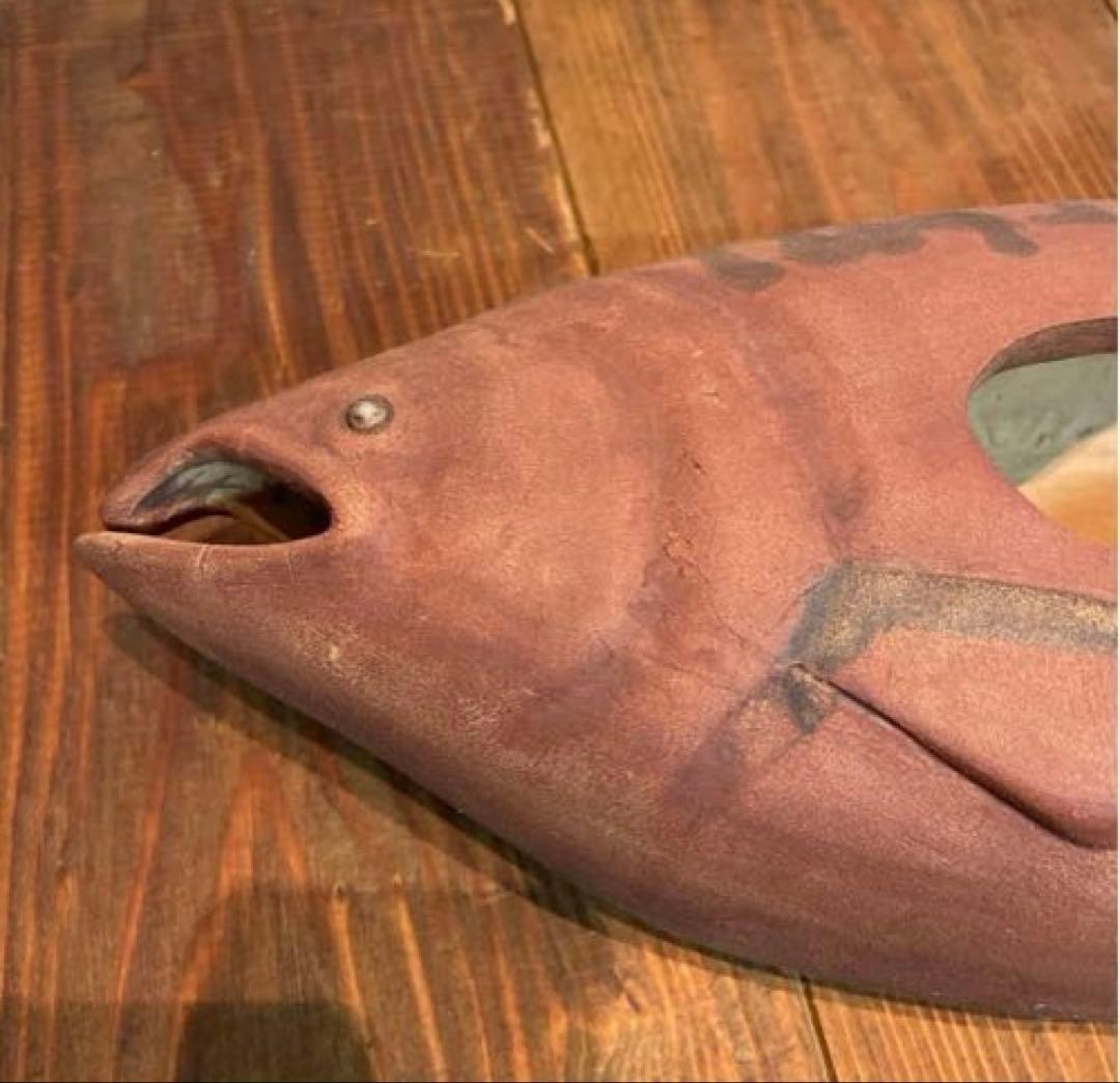 美品　陶芸　焼物　魚　花器　陶器　花瓶　オブジェ　重厚感ある　花入