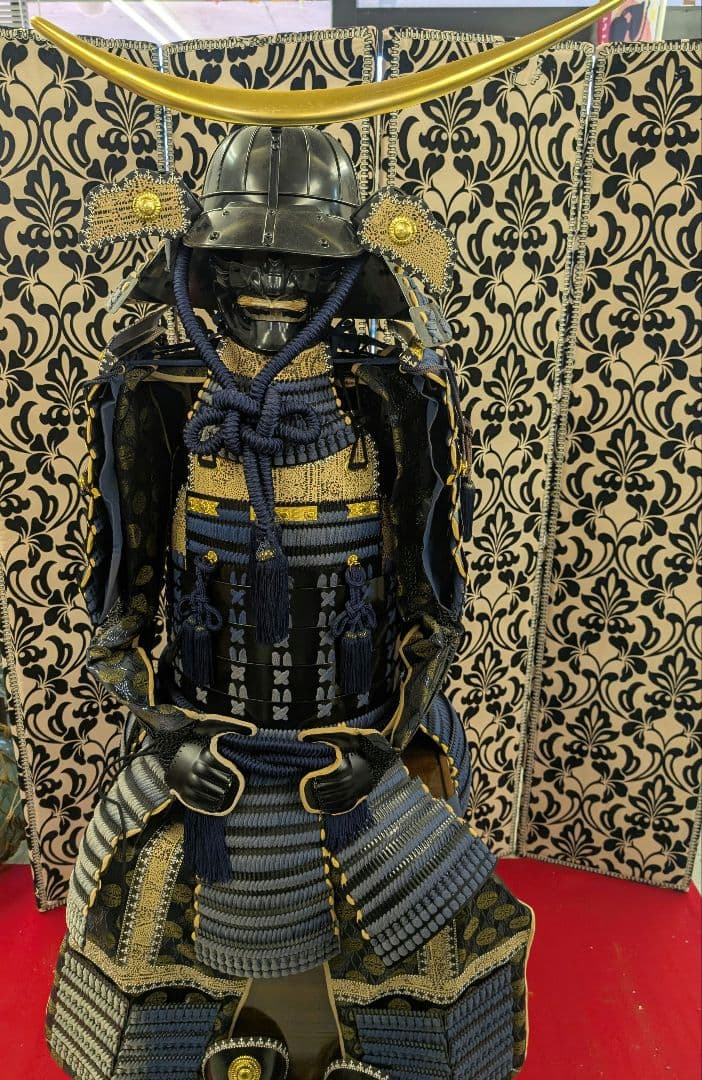 等身大 甲冑 鎧兜 鎧一式 甲冑 鎧櫃 鎧立付 面頰 青糸大縅鎧 伊達政宗公 写