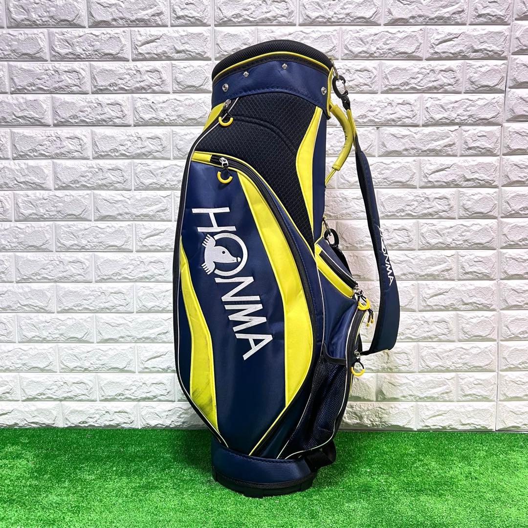 美品　HONMA キャディバッグ　9.5型　ネイビー/イエロー　軽量　可愛い