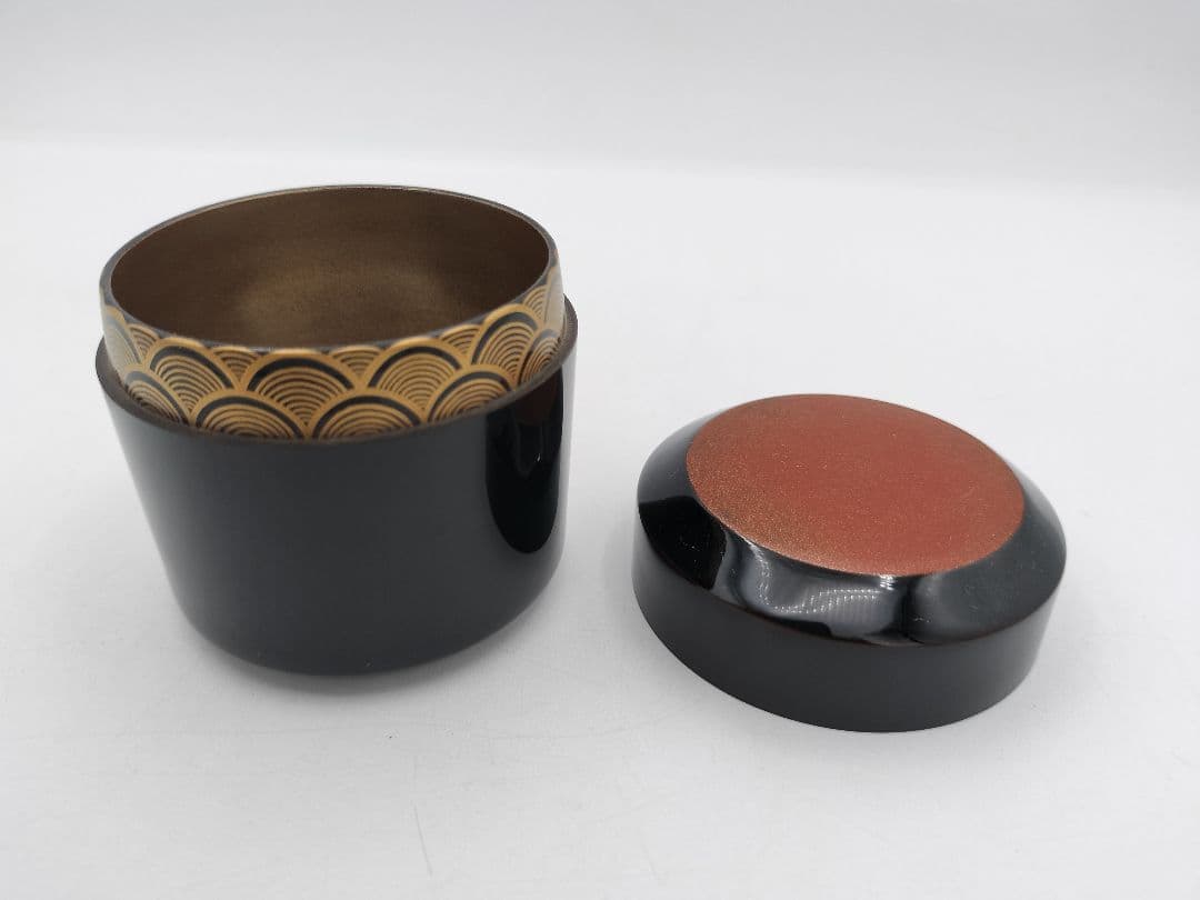 【セール】b827【新品・未使用】日月棗 青海波 内銀地 鈴木光入 木箱 茶道具