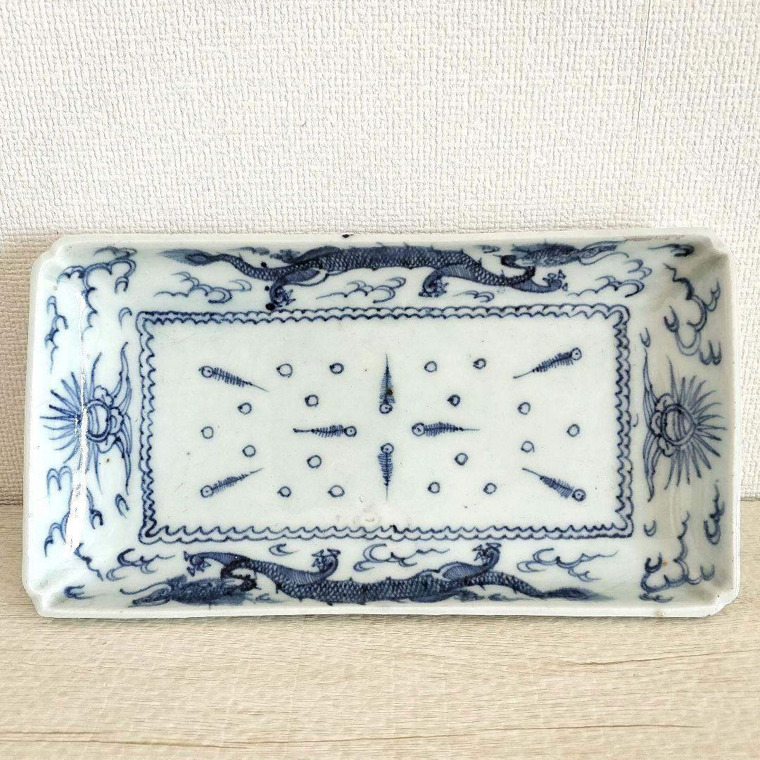 kico☆　３枚組　古伊万里　染付　線描　雲龍文　長皿