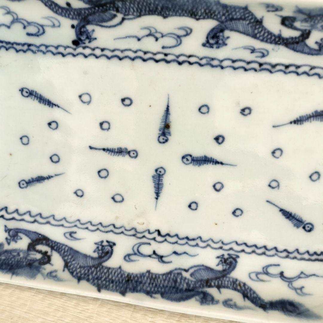 kico☆　３枚組　古伊万里　染付　線描　雲龍文　長皿