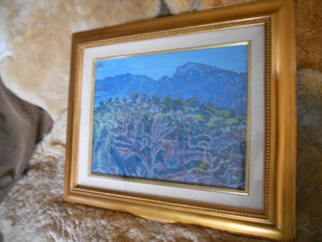 皆吉志郎 絵画 油絵 「 アルプスの山麓 」 昭和 モダニズム 油彩 です、