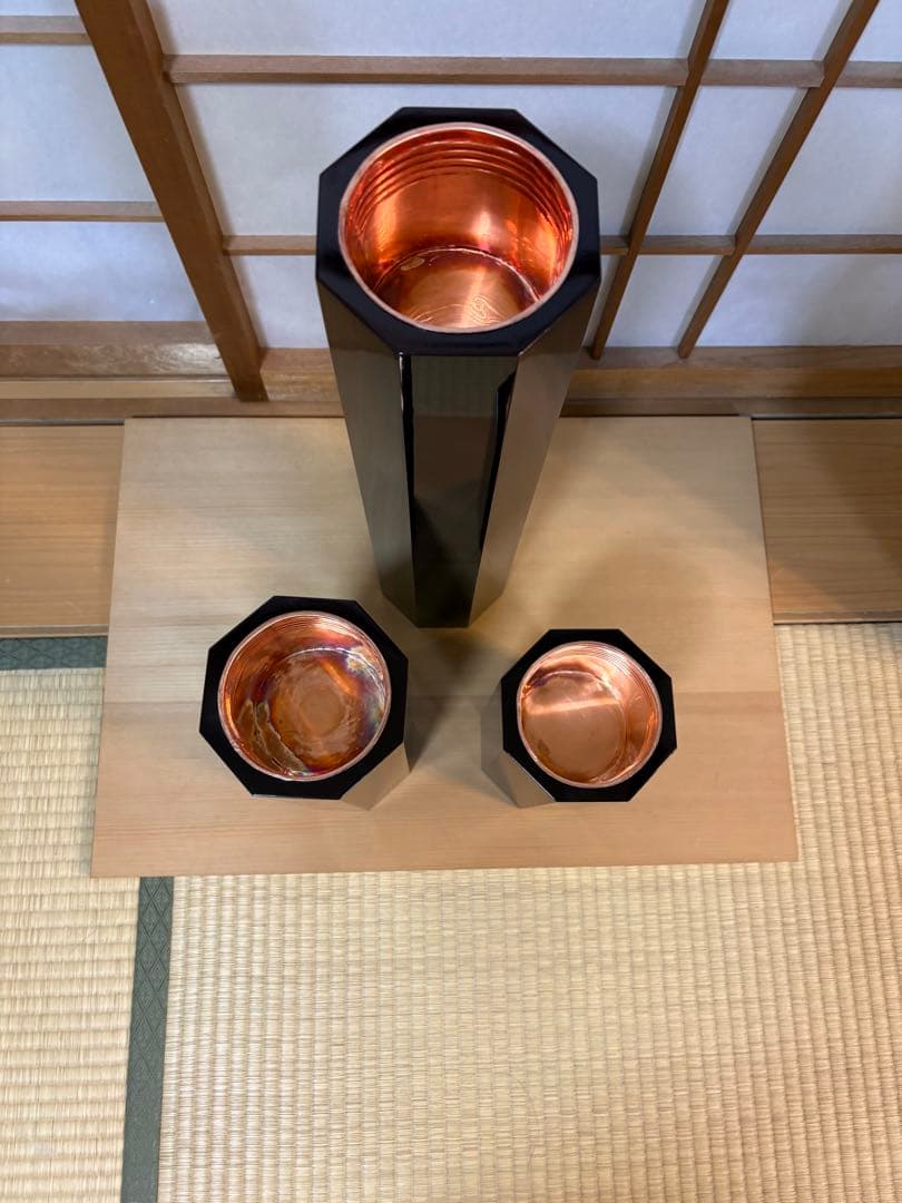 28 美品！　八角中三管筒　３本セット　花入れ　未生流　御室流　花器　華道具