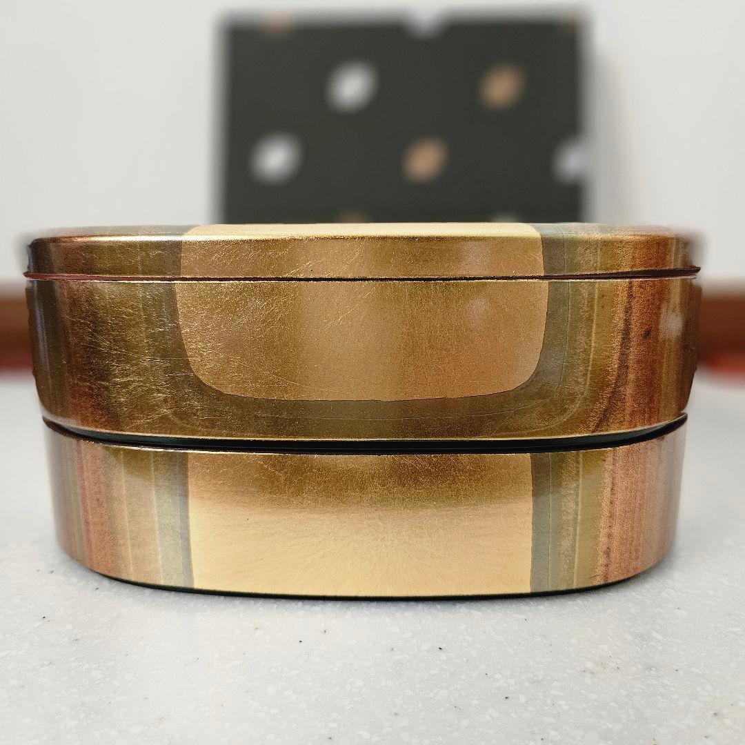 箔一オリジナル金沢箔『古代箔』二段重・ 古代箔梅型銘々皿 2セット