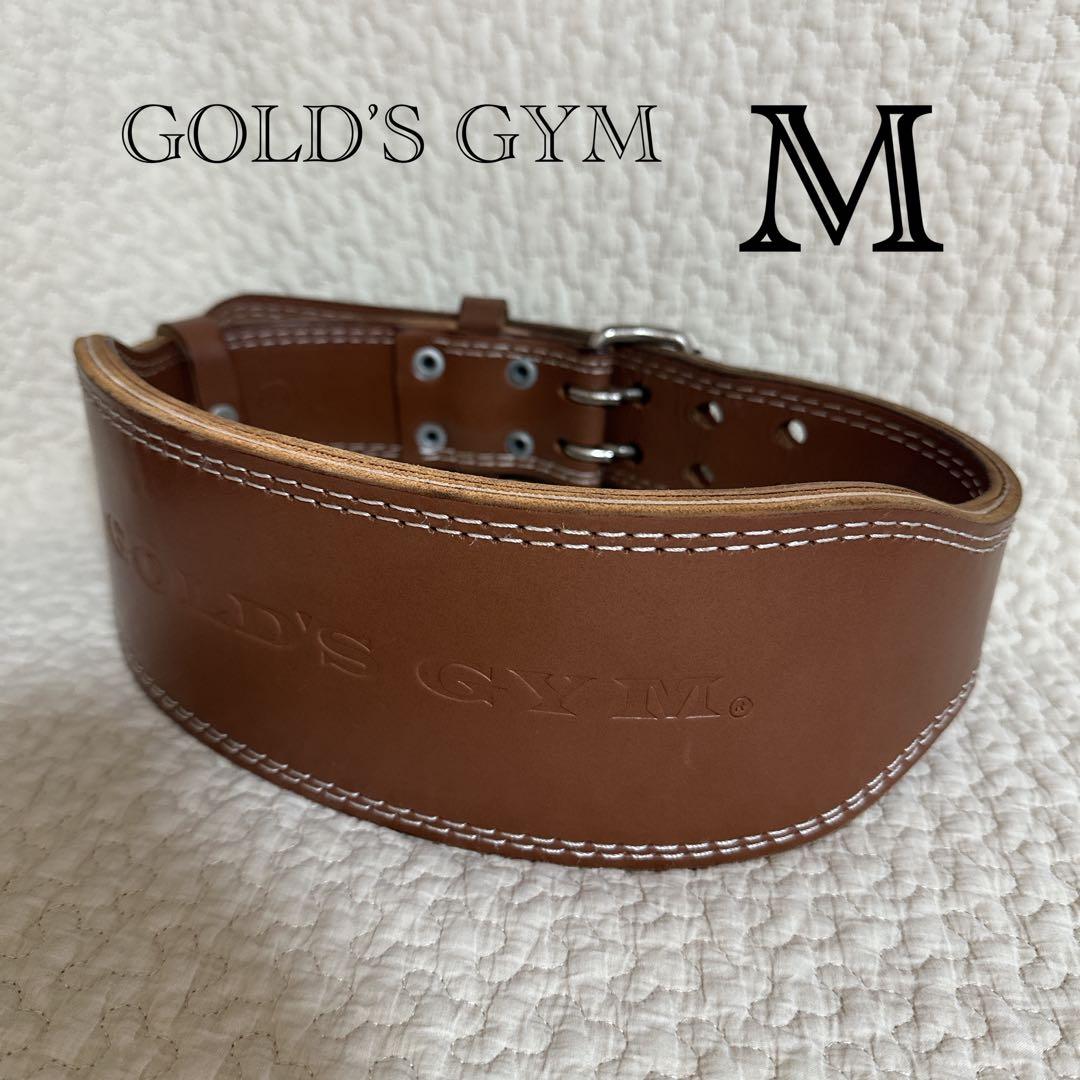 ゴールドジム　プロレザーベルト　M 筋トレ　ブラウン　フィットネス　レザー　体幹