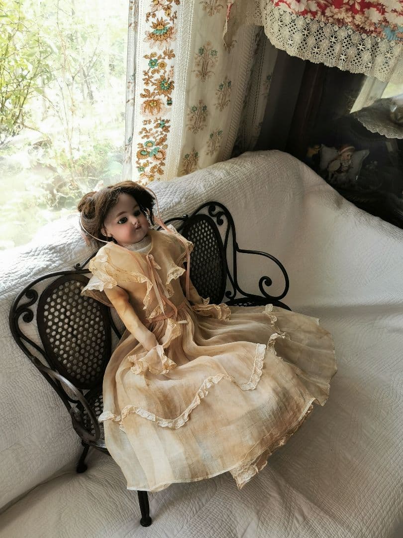 アンティークイギリス アイアン製 ドールチェア 産業革命時代 ブロンズ色 レア