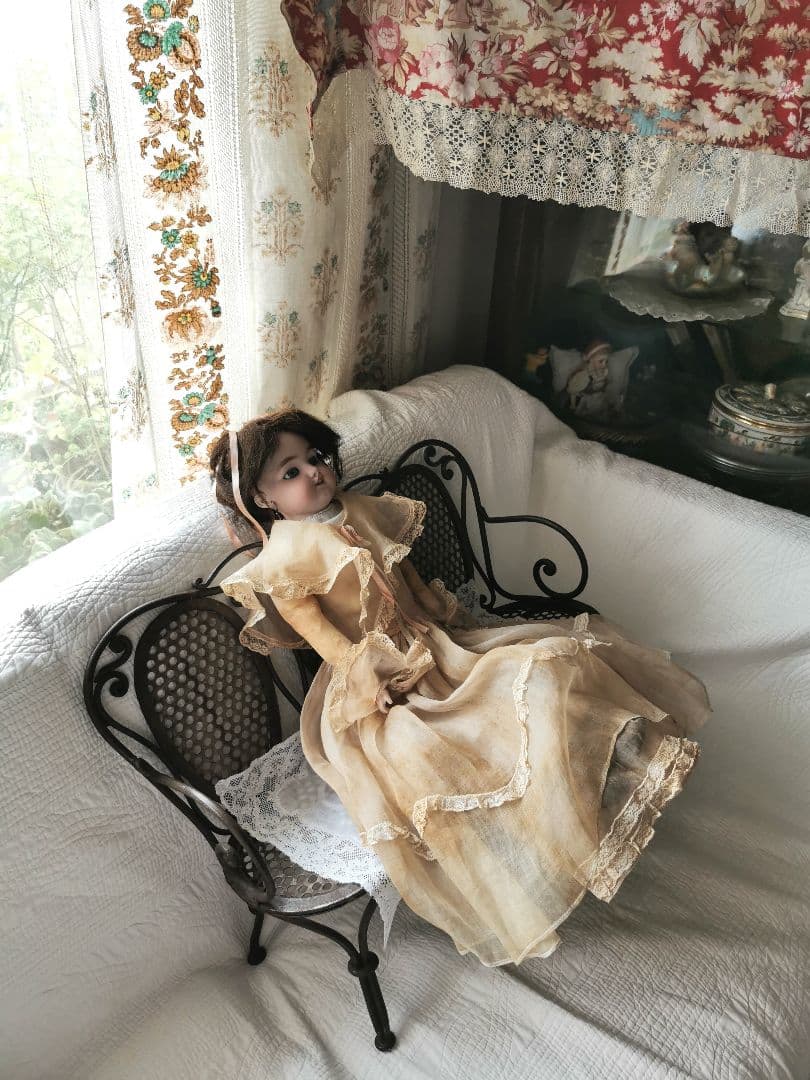 アンティークイギリス アイアン製 ドールチェア 産業革命時代 ブロンズ色 レア