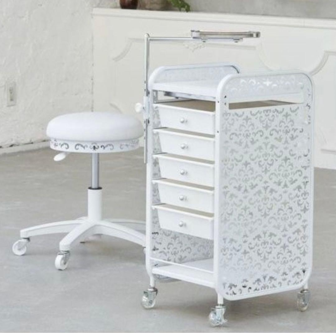 ホワイトオフィスワゴン 5段引き出し付き