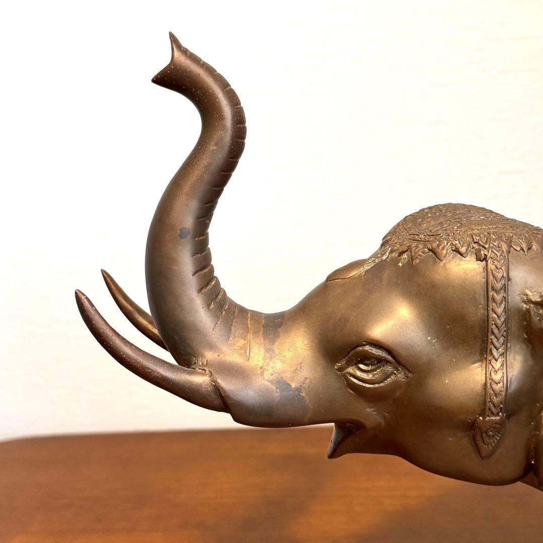 希少 レア 真鍮製 約4.1kg 象 ゾウ 置物 アンティーク ヴィンテージ