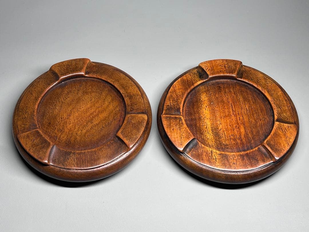 唐木花台一対　天然木　炉座　香炉台　花台　飾り台　盆栽台　黄花梨　古美術　木座