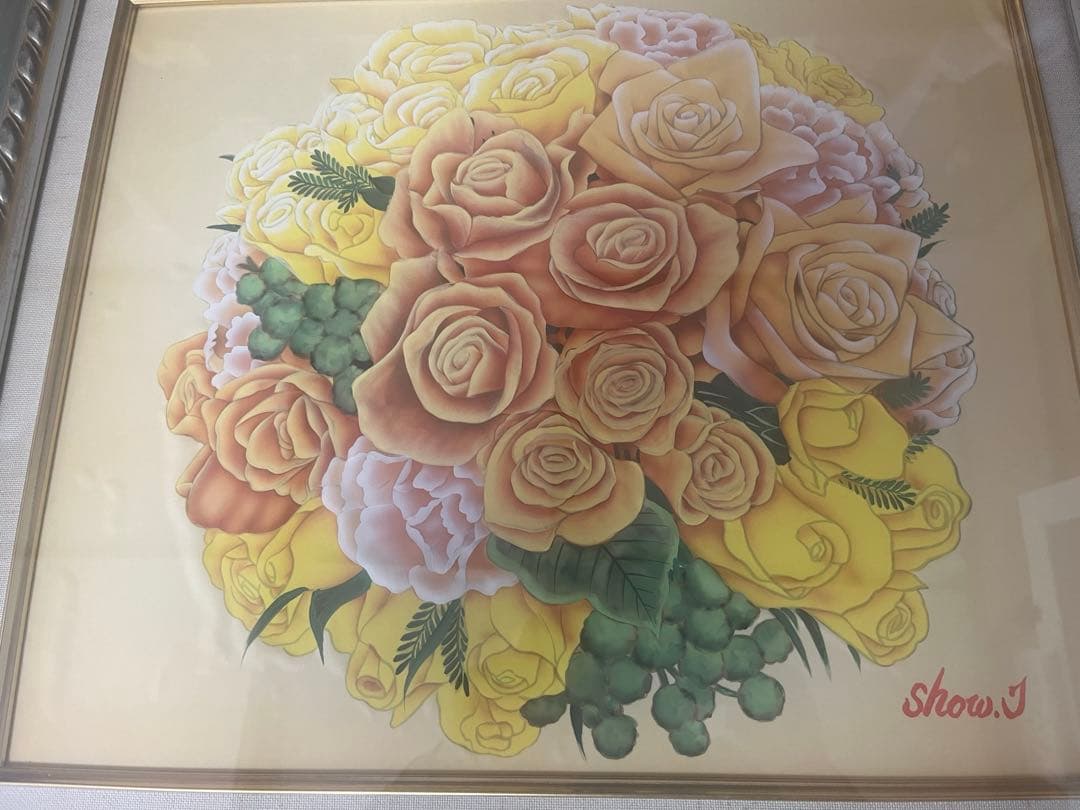 Show.jバラの花束 絵画 銀色フレーム