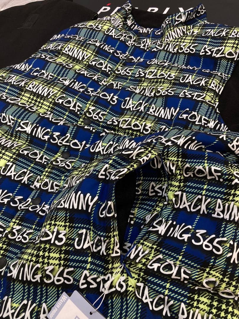 新品 パーリーゲイツ ジャックバニー リバーシブル中綿ベスト(4)M/ライム