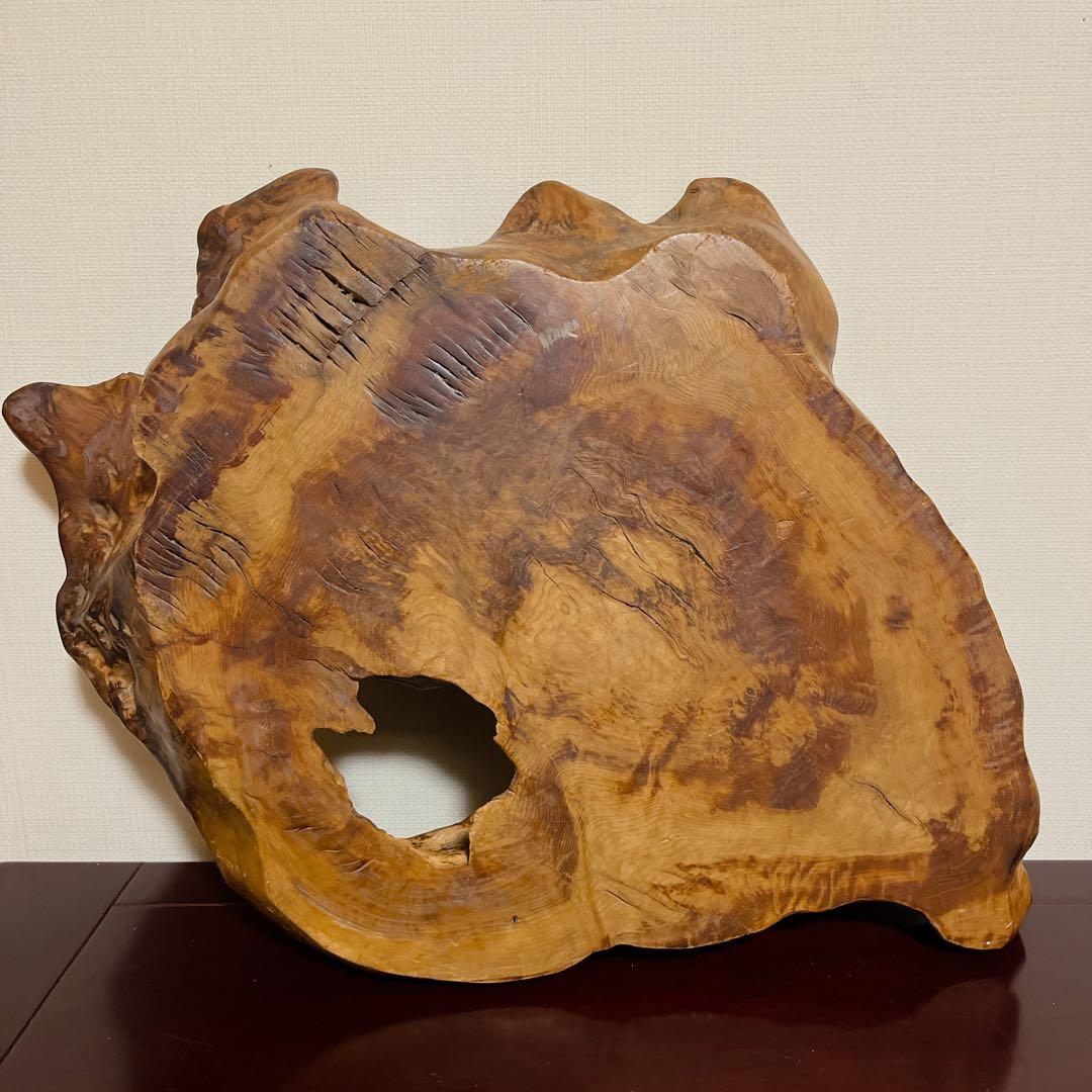 ふ【一点物】天然木 銘木 敷板 花台 飾り台 自然穴 骨董