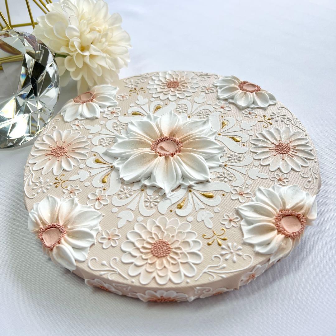 melia テクスチャーアート　花の絵　絵画　インテリアアート　花　立体　絵