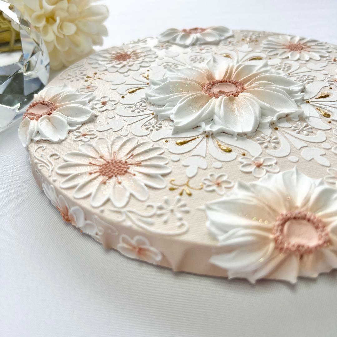 melia テクスチャーアート　花の絵　絵画　インテリアアート　花　立体　絵