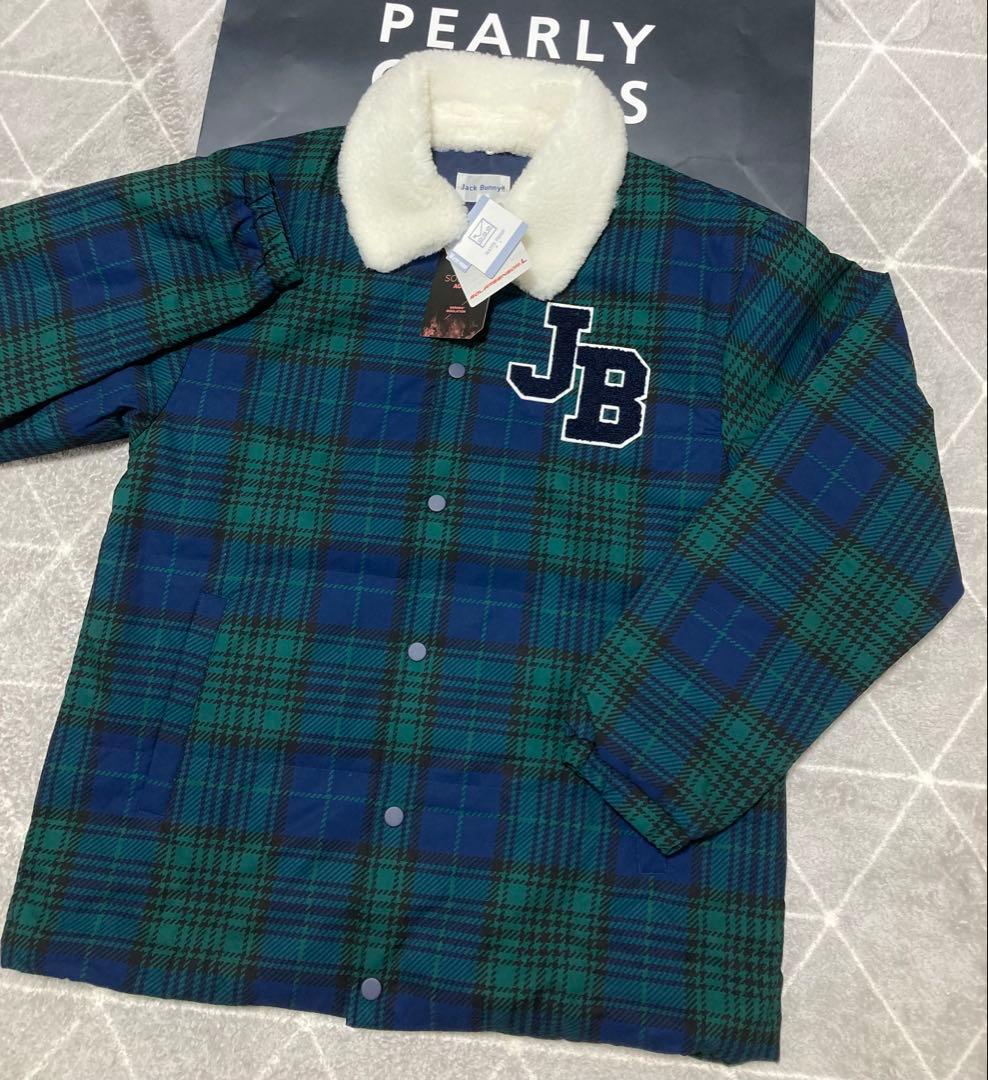 新品 ジャックバニー 2WAYストレッチタフタ ボア襟ブルゾン(4)サイズM/緑