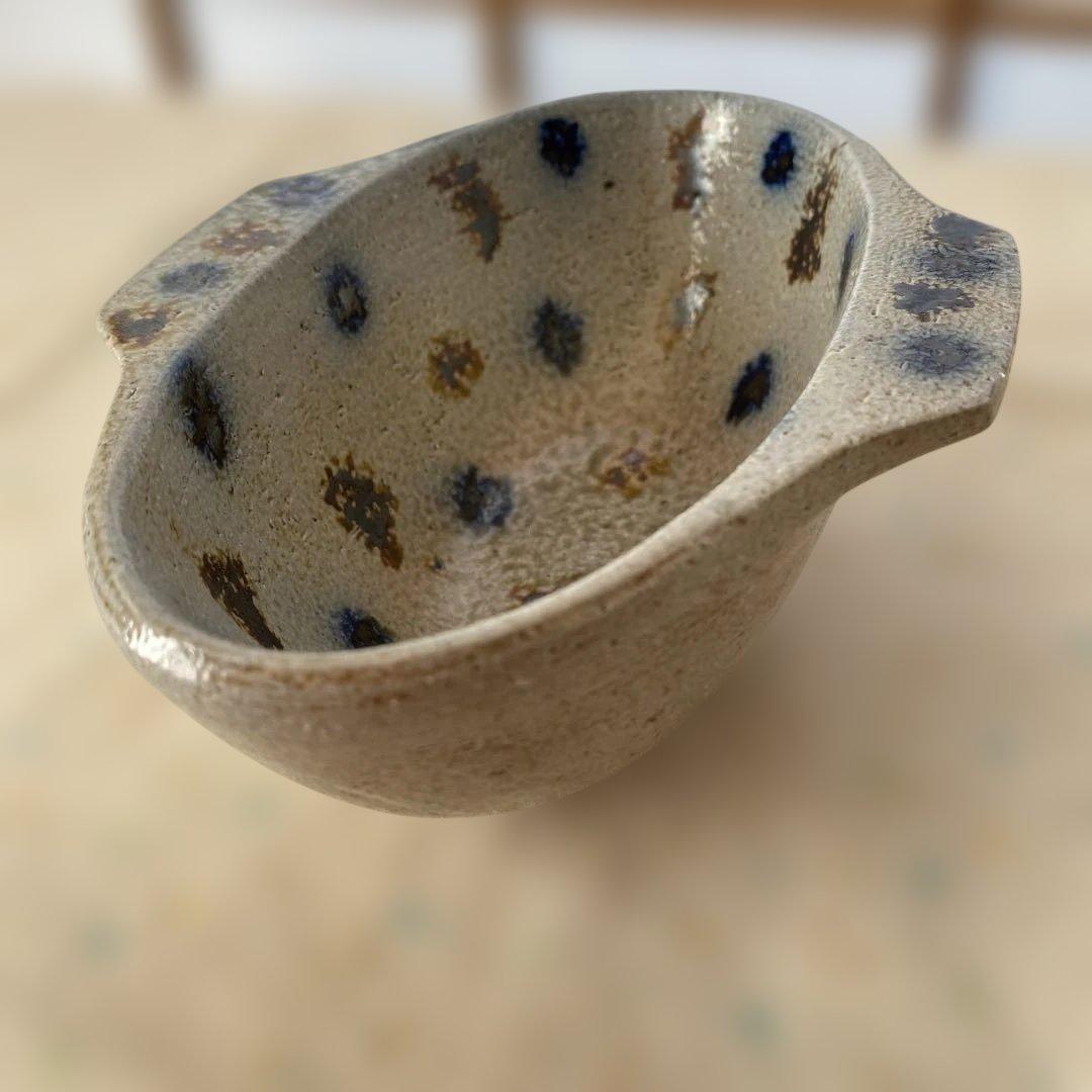 民藝　岩井窯　山本教行さん　塩秞　耳付楕円鉢　中サイズ