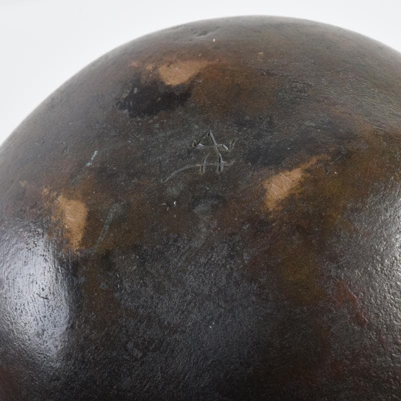 西村純一作　青銅　七宝飾り　灰落　灰皿　共箱　N　6968