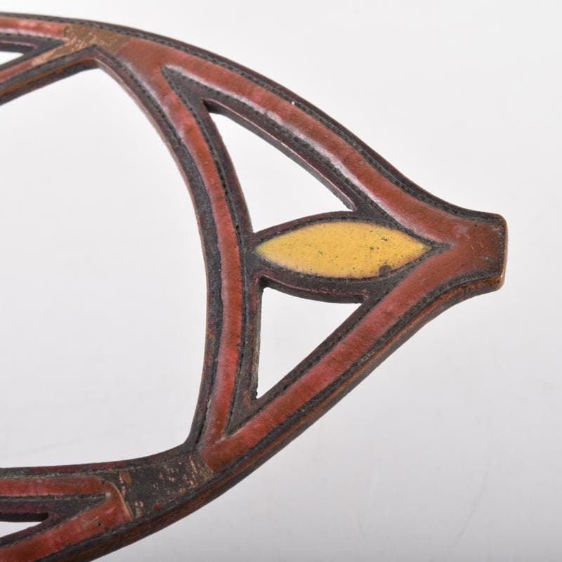 西村純一作　青銅　七宝飾り　灰落　灰皿　共箱　N　6968