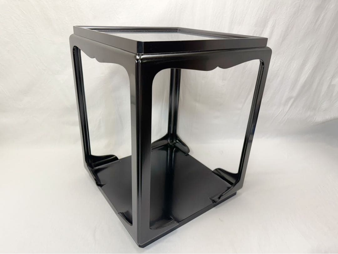 ほぼ未使用 茶道具 塗師 浄白造 木製黒真塗 高麗卓 水指棚 共箱