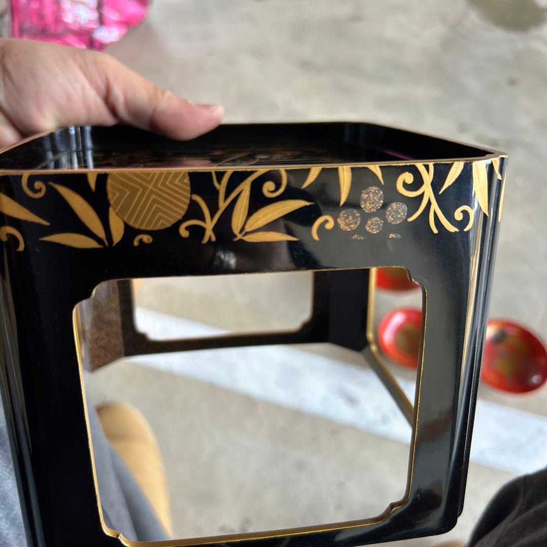 朱塗　三つ組　輪島塗　蒔絵