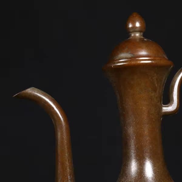 銅器 牡丹高把壺 徳利 装飾品 工芸品 置物