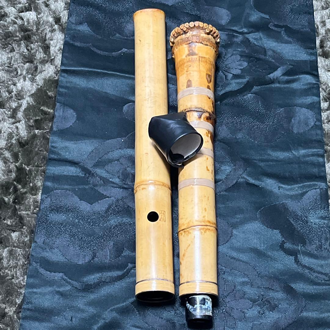 尺八 琴古流 在銘 竹治 2尺1寸管 中継ぎ籐巻き 銀三線 【音出し確認済み】