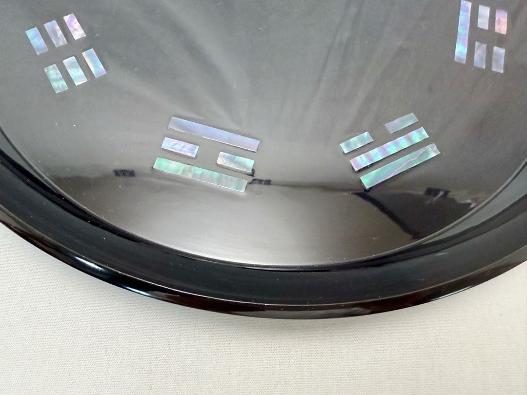 未使用 茶道具 黒塗 螺鈿細工 青貝 八卦盆 丸盆 茶器 元箱