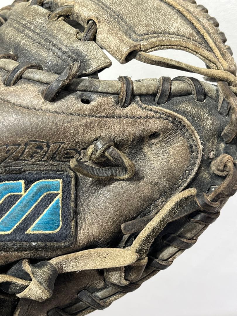 【廃盤】ミズノ ビューリーグ 軟式 キャッチャーミット Mロゴ 青エッジ　少年用