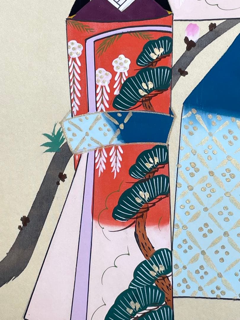 長谷川清堂 「雛之図」 肉筆 ひな祭り 立雛 日本画 掛け軸 掛軸 茶掛 絵画