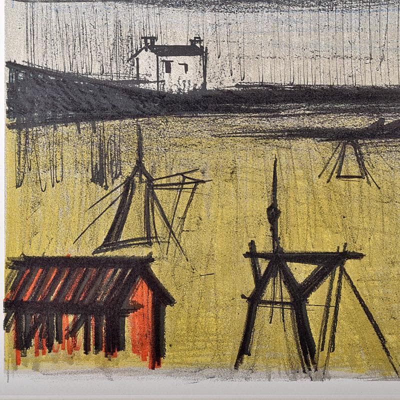 リトグラフ　ベルナール・ビュッフェ作　「小さな海岸」　額装　V　R7913B